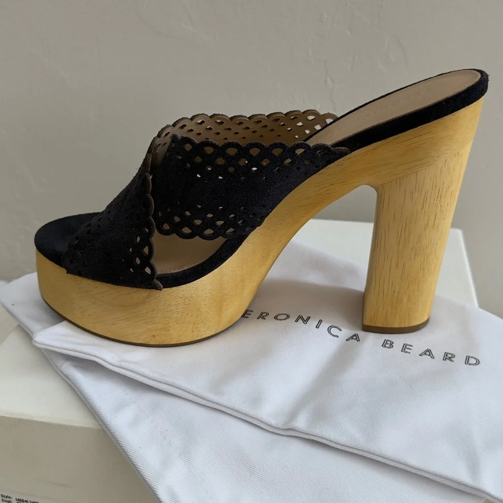 🆕 Veronica Beard Gaynor Suede Platform Clog Platform Mule Sandals, New in Box, 9 - Picture 3 of 7